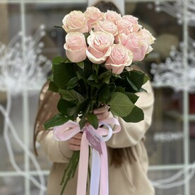 Букет из 9 розовых роз 60 см