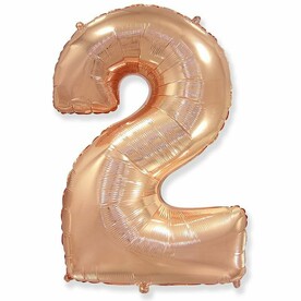 Шар цифра "2" Розовое золото
