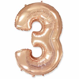 Шар цифра "3" Розовое золото