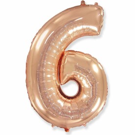 Шар цифра "6" Розовое золото