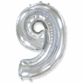 Шар цифра "9" Серебро