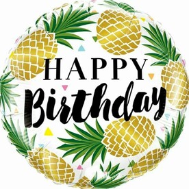 Шар фольгированный с ананасами Happy Birthday