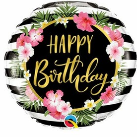 Шар фольгированный полосатый Happy Birthday