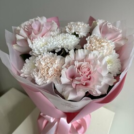 Роза ажурная, Хризантема кустовая, Диантус, Пленка, Тишью