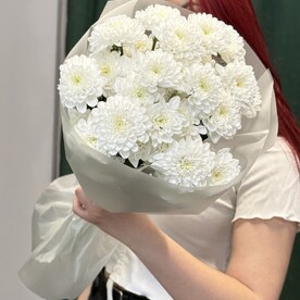 Монобукет хризантема белая кустовая 5шт