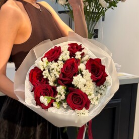 Роза Эквадор шт, Статица шт, Матовая пленка шт, Тишью шт
