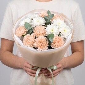 Сборный букет из 7 диантусов и 3 хризантем | арт: sb-2076