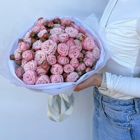 ⭐⭐⭐⭐⭐Букет "Фактория" 15 пионовидных кустовых розовых роз