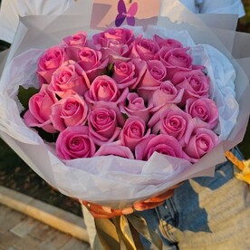 ⭐⭐⭐⭐⭐Букет "Фонетика" 25 розовых роз