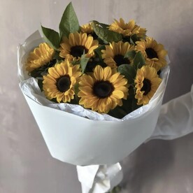 ⭐⭐⭐⭐⭐Букет "Факел" 9 подсолнухов