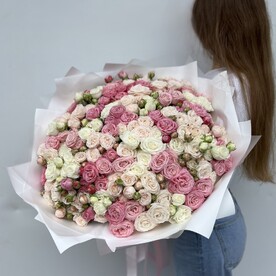 ⭐⭐⭐⭐⭐Букет "Филигранно" 51 пионовидная кустовая роза