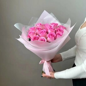 ⭐⭐⭐⭐⭐Букет "Флеш" 15 розовых роз