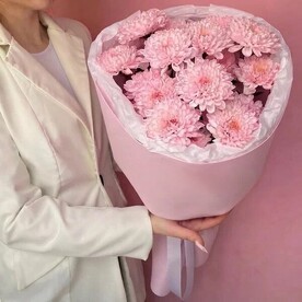 ⭐⭐⭐⭐⭐Букет "Фриссон" 5 розовых кустовых хризантем