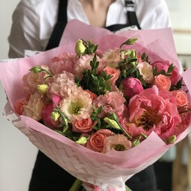 Роза карина, Лизиантус Эустома, Пион корал шарм, Писташ, Корейская бумага