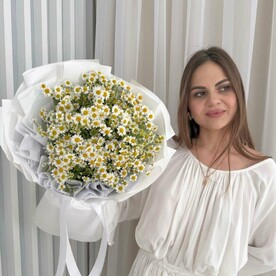 Полевые ромашки (матрикария) в дизайнерской упаковке🌿 Размер М