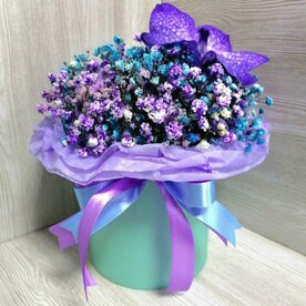 Валентинка (Гипсофила и Орхидея Vanda)