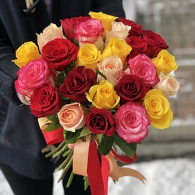 Букет из 25 роз микс 60см