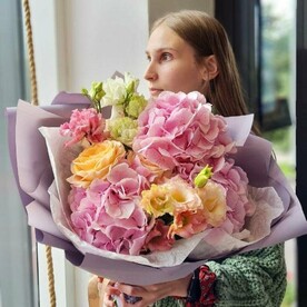 Гортензия, Лизиантус Эустома, Роза, Упаковка