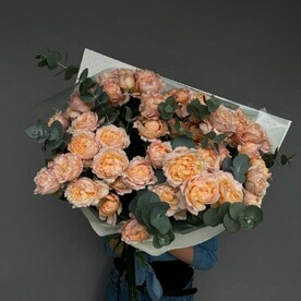 Роза джульетта, Эвкалипт, Авторская упаковка