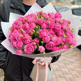 Роза пионовидная кустовая Мисти Баблс, Дизайнерская упаковка, Открытка