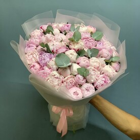 Пион, Эвкалипт, Пленка матовая, Открытка