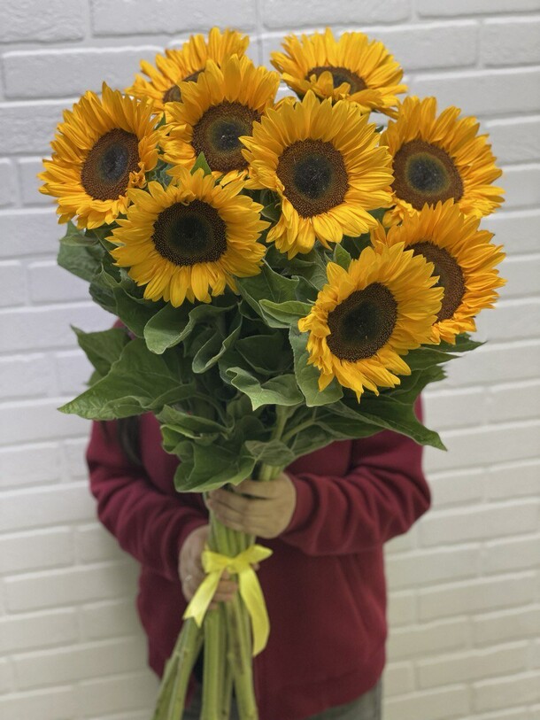 Букет цветов 😍🌻букет из 9 подсолнухов 😍🌻 за 6000₽ с доставкой в Москве от Mosbuketik Мосбукетик на Flawery