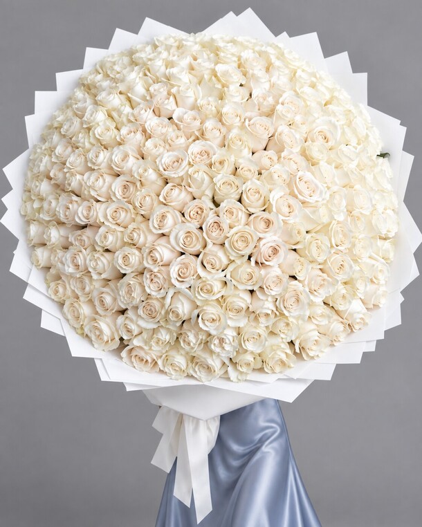 Букет цветов Премиум букет из белых роз, 251 шт., flowers rose за 205500₽ с доставкой в Москве от Gflow.Shop на Flawery