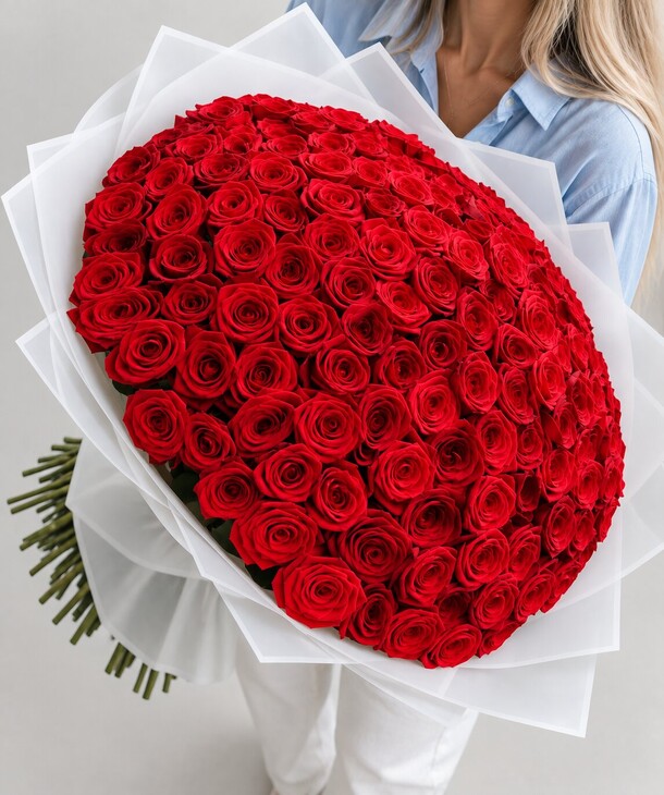 Букет из 151 красной розы за 104500₽ с доставкой в Москве от Gflow.Shop на Flawery