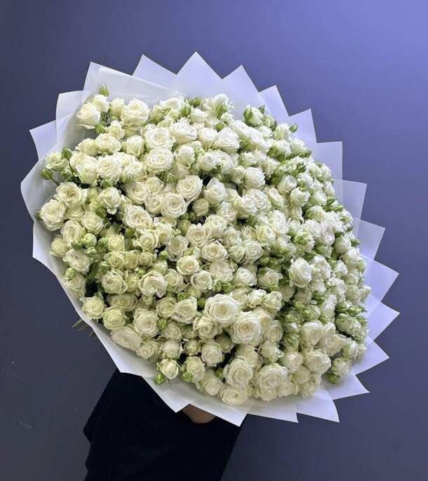 Букет белых кустовых пион роз за 40400₽ с доставкой в Москве от Spring-sunflowers на Flawery