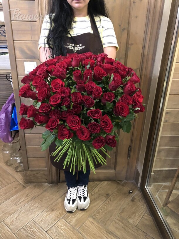 Букет цветов 101 роза за 26400₽ с доставкой в Балашихе от Цветочки на Flawery