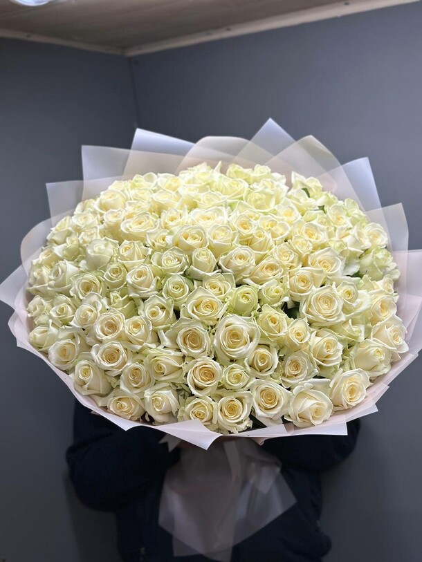 Букет из 101 белой розы за 16990₽ с доставкой в Москве от Redrose Красная роза на Flawery