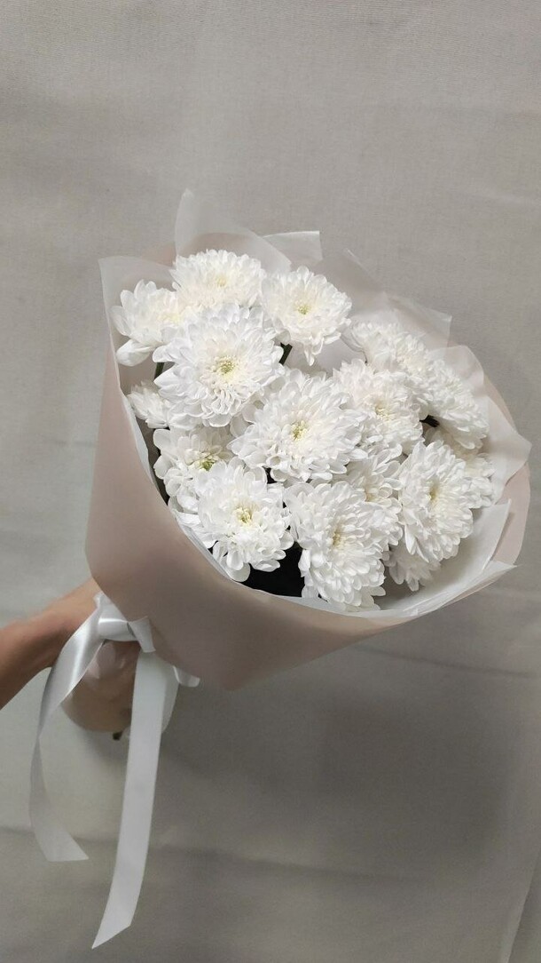Букет из белых кустовых хризантем за 3650₽ с доставкой в Москве от 51pion.Ru на Flawery