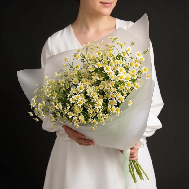 Букет из 17 кустовых ромашек за 6350₽ с доставкой в Москве от 51pion.Ru на Flawery