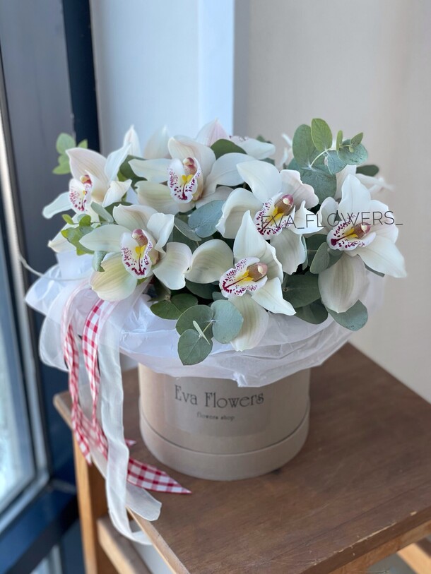 Букет цветов Орхидеи в коробочке за 5000₽ с доставкой в Москве от Eva Flowers на Flawery