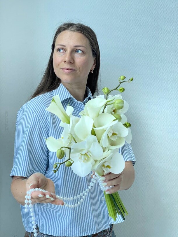 Букет невесты каллы с орхидеями за 14990₽ с доставкой в Москве от Eva Flowers на Flawery