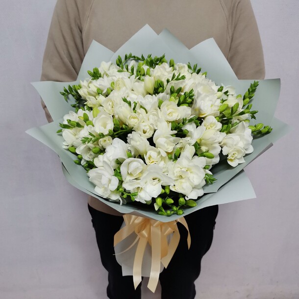 Букет из 51 белой фрезии за 14990₽ с доставкой в Москве от GiveFlowers на Flawery
