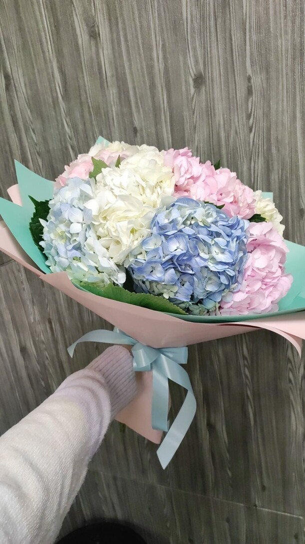 Букет из 9 гортензий микс за 6643₽ с доставкой в Москве от GiveFlowers на Flawery