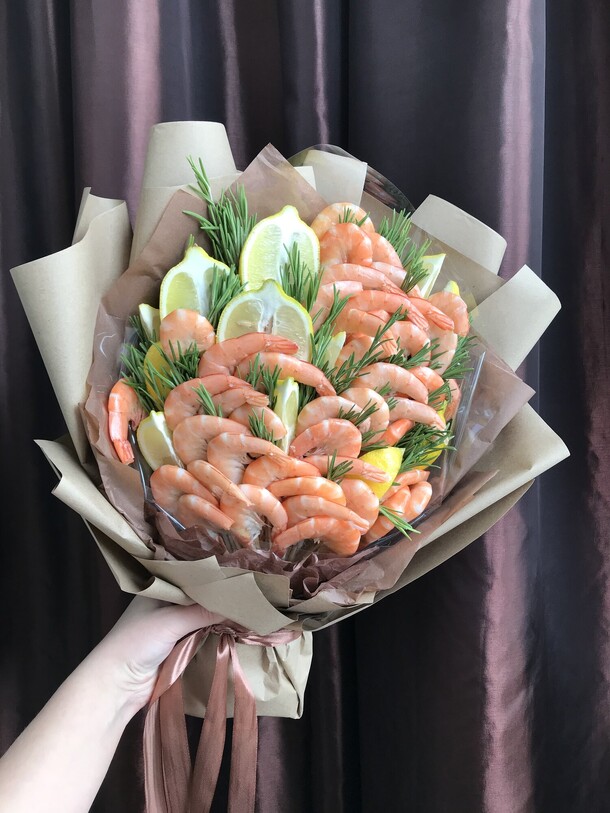 Букет из креветок за 5500₽ с доставкой в Москве от Долька на Flawery