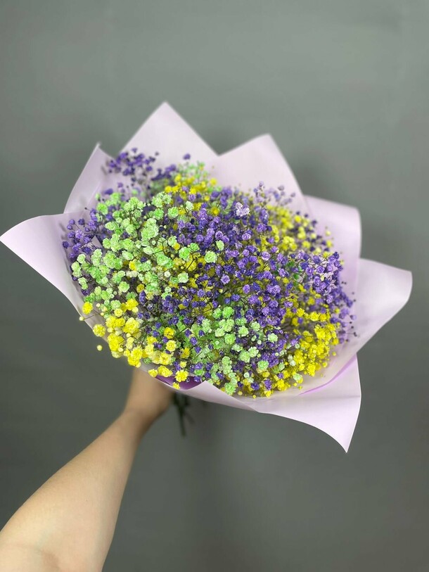 Букет из разноцветных гипсофил, артикул F1291255 - 2700 рублей ...