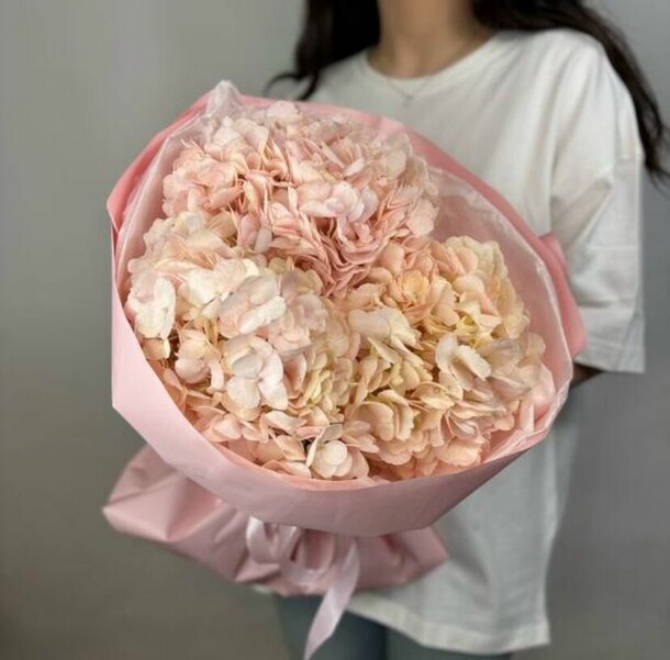 Букет из 3 пудровых гортензий за 2120₽ с доставкой в Москве от Flowers Dg на Flawery
