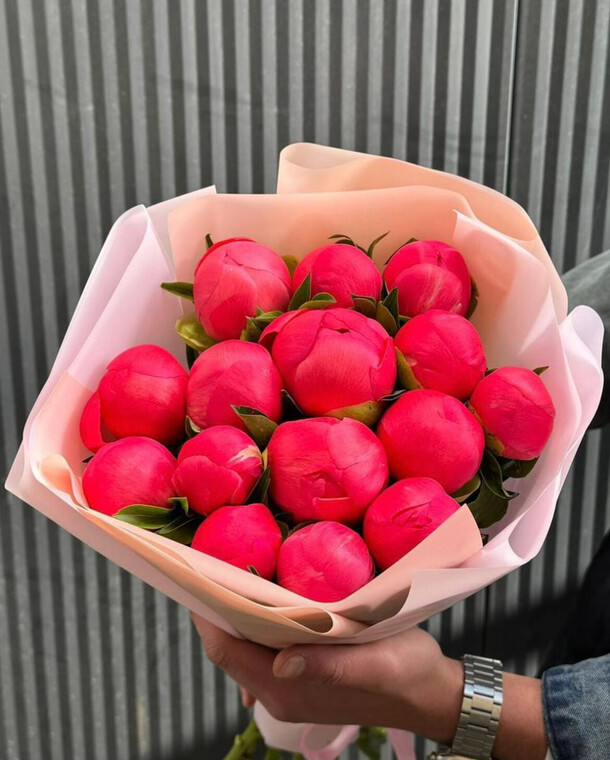 Букет из 15 шт коралловых пионов за 10450₽ с доставкой в Москве от FLORAPARADISE.BM на Flawery
