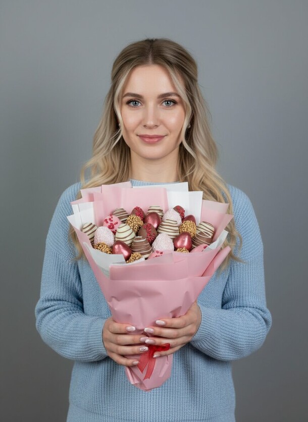 Букет с клубникой в шоколаде 🍫 клубника в шоколаде, артикул F1512114 - 8000 рублей, доставка по городу. Flawery - доставка цветов