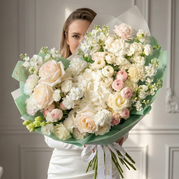 Букет цветов Премиум букет белая симфония. Авторский букет 3018. Leoraflowers за 13990₽ с доставкой в Москве от Leora Chocolate на Flawery