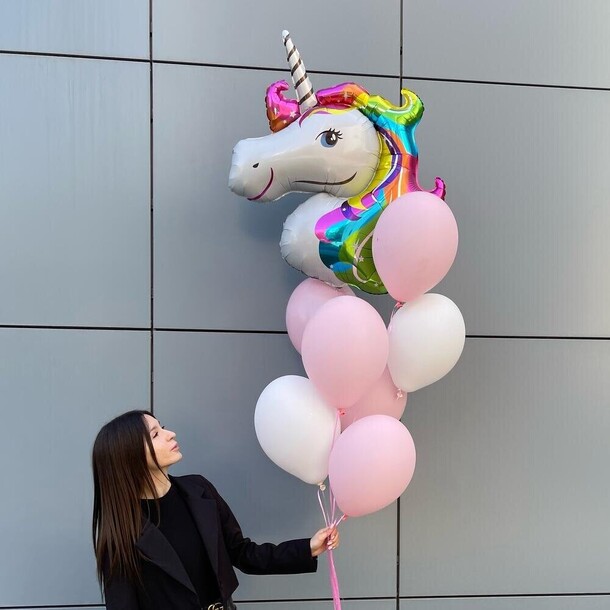 🦄 сказочный фонтан из шаров с единорогом №n0037 за 3380₽ с доставкой в Москве от Дом цветочной моды Leora — Технопарк на Flawery