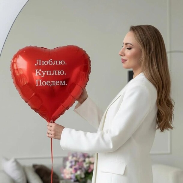 Красный фольгированный шар-сердце «люблю. Куплю. Поедем.» №n0042 за 1170₽ с доставкой в Москве от Дом цветочной моды Leora — Технопарк на Flawery