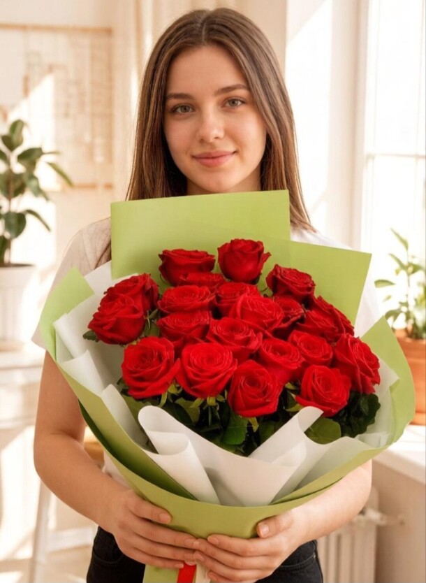 Букет из красных роз 21 шт за 5600₽ с доставкой в Москве от РозаЛэнд на Flawery