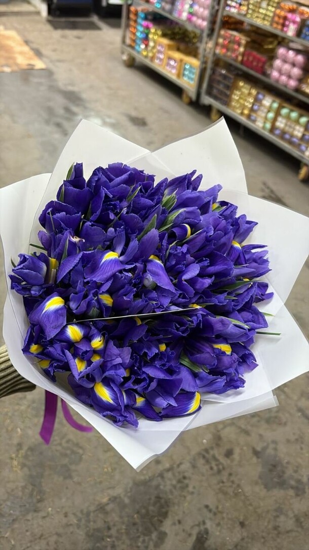 Букет цветов Ирисы 49 шт за 20580₽ с доставкой в Москве от Soulful flowers на Flawery