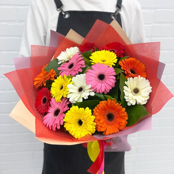 Букет цветов Герберы 15шт букет flowerstorg n795 за 4750₽ с доставкой в Москве от Flowerstorg на Flawery