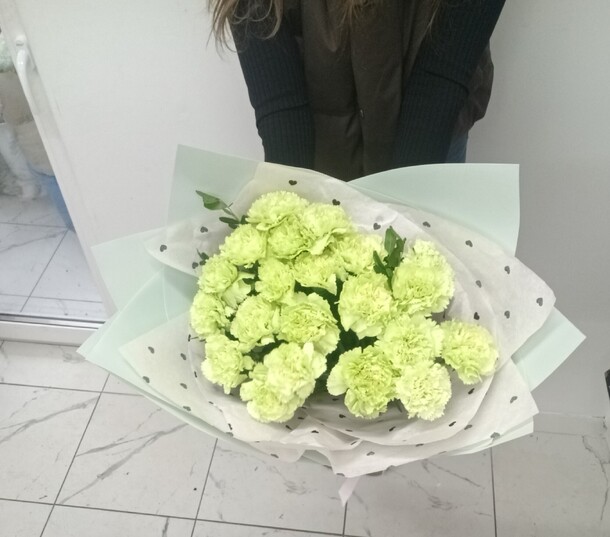 Букет из 21 зелёного диантуса за 3500₽ с доставкой в Москве от Букет на удачу на Flawery