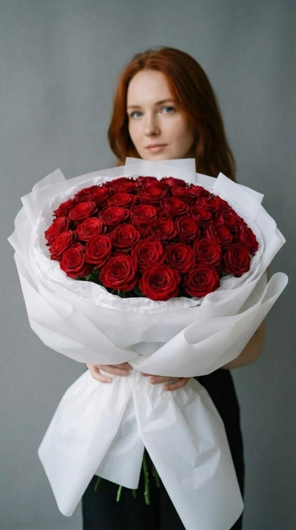 Букет цветов Алые розы за 6687₽ с доставкой в Москве от Крафт Букет на Flawery